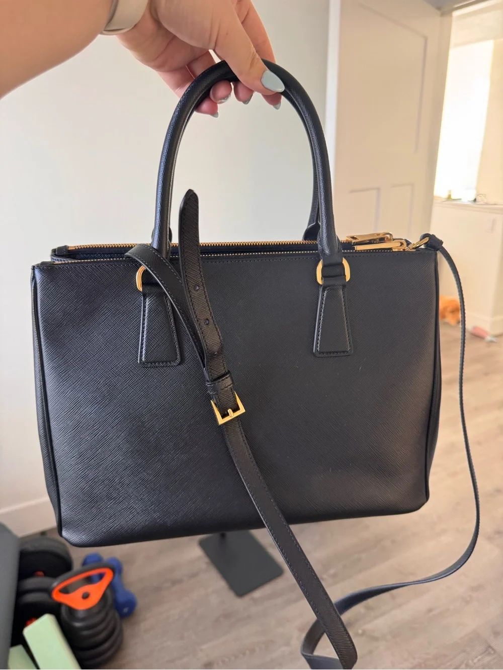 Prada Galleria Black Saffiano with Gold Hardware
